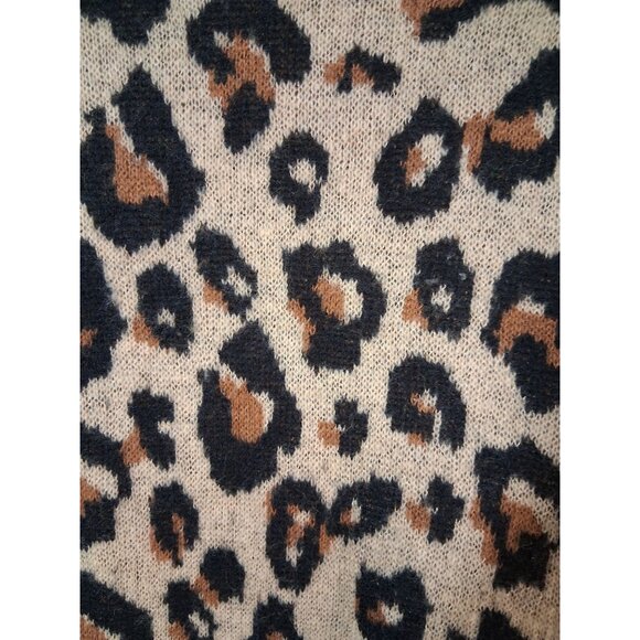 Witty Fox Open Cardigan Sweater Animal Print Business Casual Y2K Winter Sz Large - Picture 3 of 6